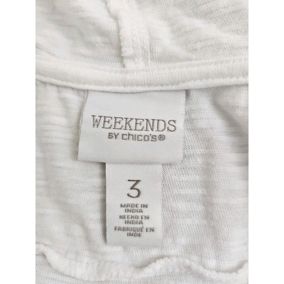 Weekends by Chico's ~Woman Size 3(XL)~ White/Black Striped Top Hood Cotton Blend - Picture 7 of 9